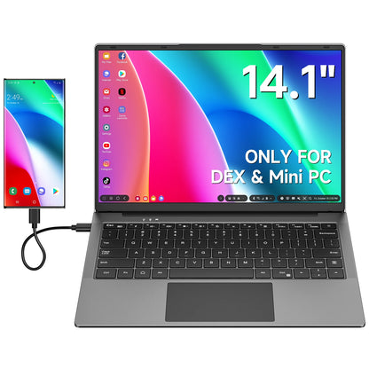 Dopesplay 14.1inch Lapdock Monitor for Samsung DeX Mini PC Keyboard Portable Screen Extender For S24 Z Fold 6 Note 20 Steam Deck