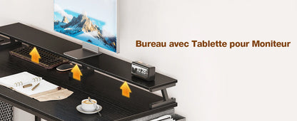 ODK Reversible Corner Desk, 120x80cm L-Shaped Gaming Desk with USB Charging Port and Power Outlet, Computer Table with Su
