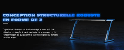 TRIUMPHKEY Bureau Gaming, 120x60CM Table de Jeu, Bureau Robuste pour Ordinateur Ergonomique,Surface en Fibre de Carbone,Crochet