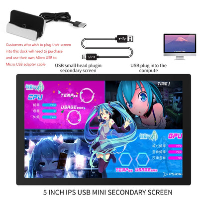 3.5 Inch IPS Computer Monitor For Chassis Temperature Fan Speed Monitoring LCD Screen CPU GPU RAM HDD USB Display Freely AIDA64