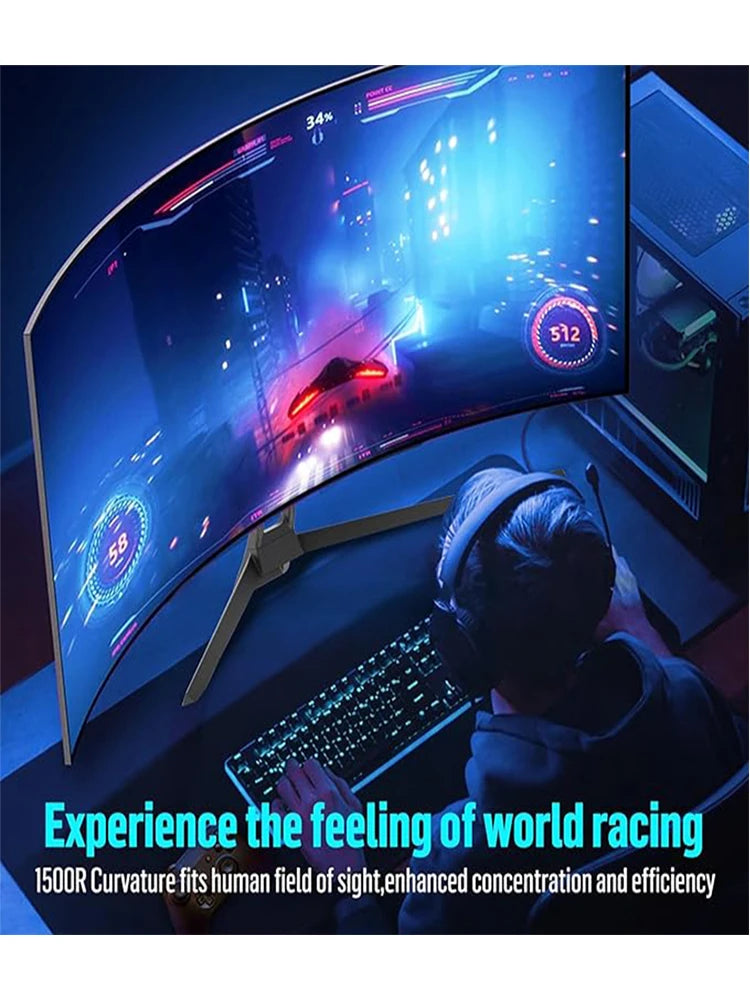 Gawfolk 34" Curved Gaming Monitor 21:9 UWQHD 165Hz - 3440x1440 1500R - VA HDR400
