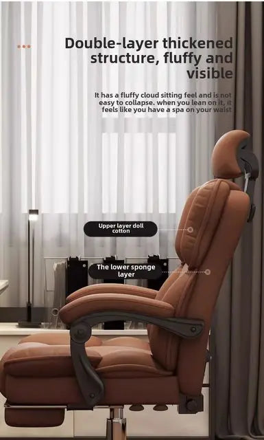Chaise Executive Boss Ergonomique - Fauteuil Direction Repose-Pieds Café