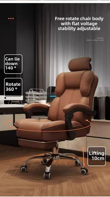 Chaise Executive Boss Ergonomique - Fauteuil Direction Repose-Pieds Café