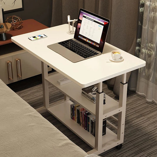 Swivel Wheel Home Desk Height Adjustable Bedside Table with Rolling Wheels Mobile Laptop Standing Desk for Dormitory and Bedroom