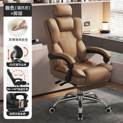 Chaise Executive Boss Ergonomique - Fauteuil Direction Repose-Pieds Café