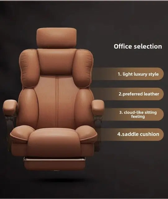 Chaise Executive Boss Ergonomique - Fauteuil Direction Repose-Pieds Café