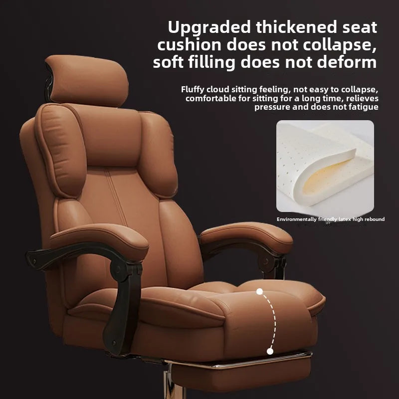 Chaise Executive Boss Ergonomique - Fauteuil Direction Repose-Pieds Café