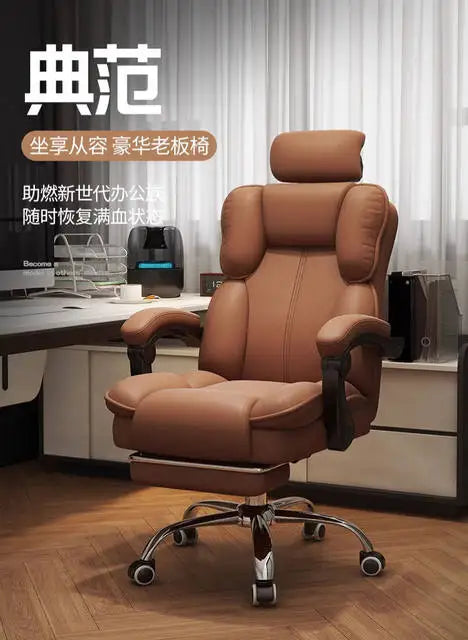 Chaise Executive Boss Ergonomique - Fauteuil Direction Repose-Pieds Café