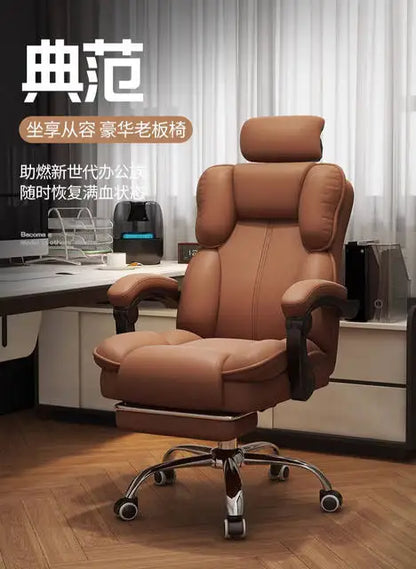 Chaise Executive Boss Ergonomique - Fauteuil Direction Repose-Pieds Café
