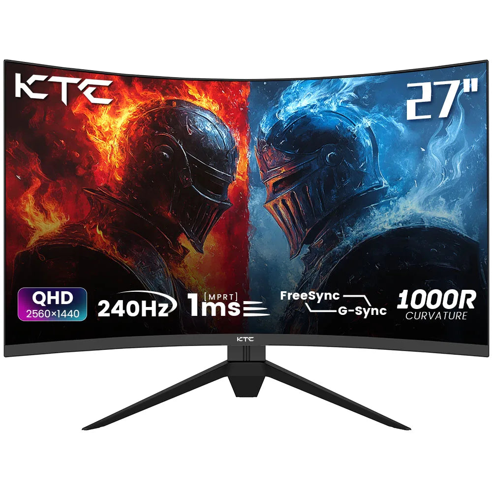 KTC 27" QHD 240Hz Curved Gaming Monitor - 1000R 1ms FreeSync