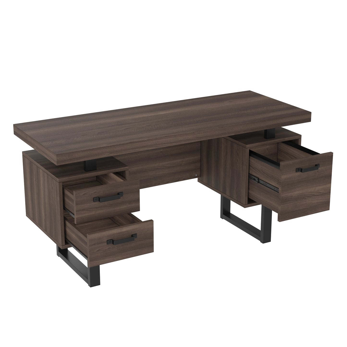 Modern Desk 135×54 cm with Silent Drawers – High-End MDF &amp; Steel 