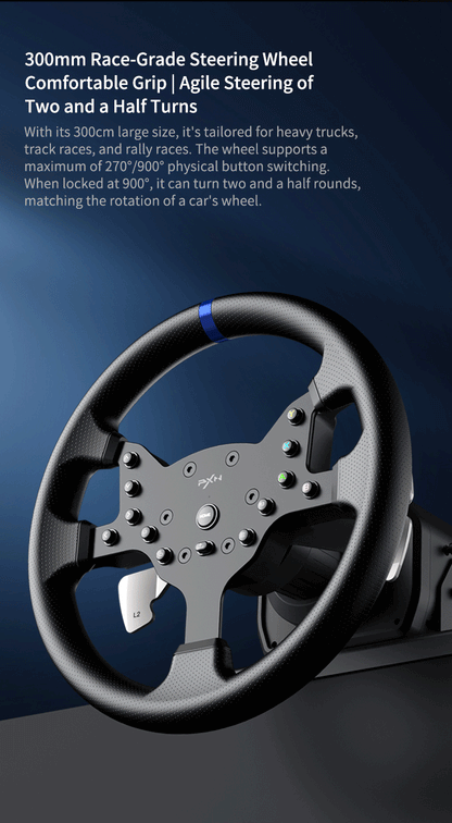 Volant de Course PXN V99 avec Retour de Force 3.2Nm + Pédales & Shifter – PC, PS4, Xbox One, Xbox Series X/S