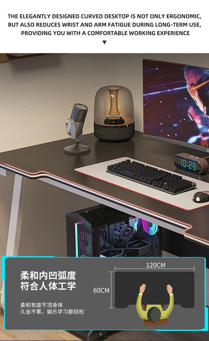 AOLIVIYA 80/100cm Desktop Computer Table Bedroom Simple E-sports Table Refueling Study Black Gaming Desk 39.37inch