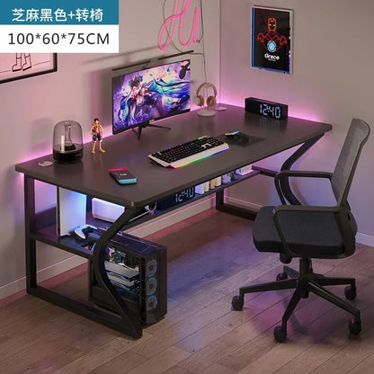Simple Desktop Computer Desks Home Bedroom Workbench Gaming Tables Office Furniture Student Study Writing Desk and Chair Set E