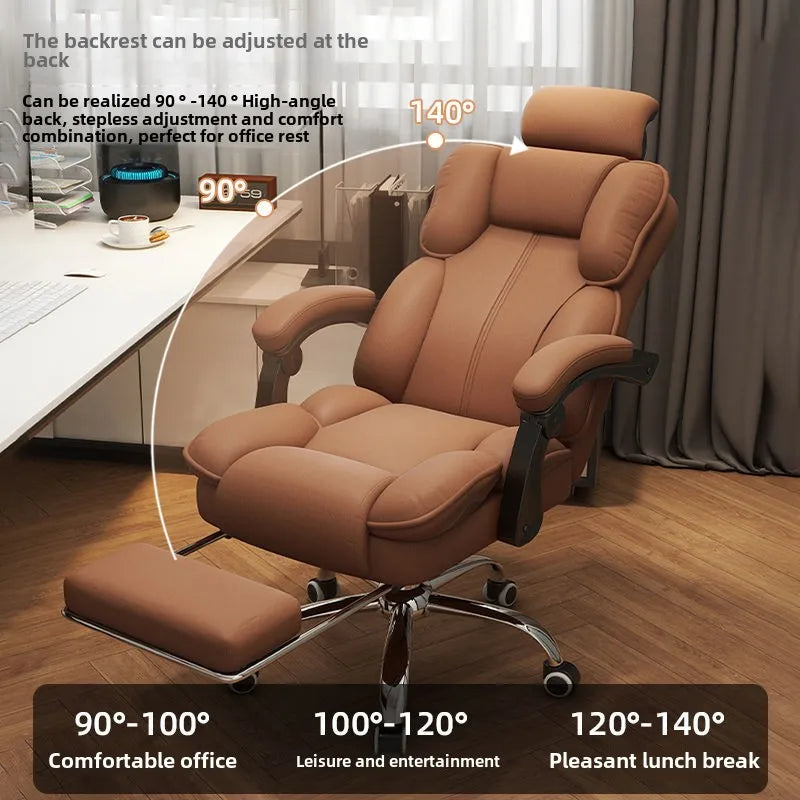 Chaise Executive Boss Ergonomique - Fauteuil Direction Repose-Pieds Café