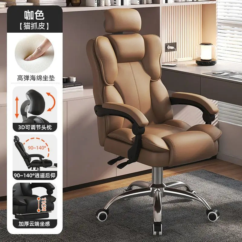 Chaise Executive Boss Ergonomique - Fauteuil Direction Repose-Pieds Café