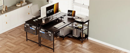 ODK Reversible Corner Desk, 120x80cm L-Shaped Gaming Desk with USB Charging Port and Power Outlet, Computer Table with Su