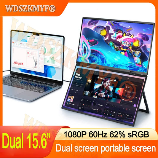 Écran Portable Double 15,6" FHD – Moniteur Empilable pour Windows, Mac, Consoles & Plus