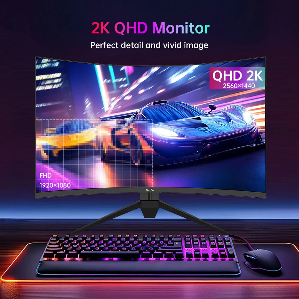 KTC 27" QHD 240Hz Curved Gaming Monitor - 1000R 1ms FreeSync