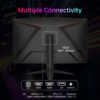 KTC 27" QHD 240Hz Curved Gaming Monitor - 1000R 1ms FreeSync