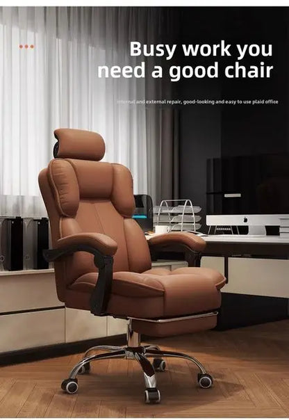 Chaise Executive Boss Ergonomique - Fauteuil Direction Repose-Pieds Café